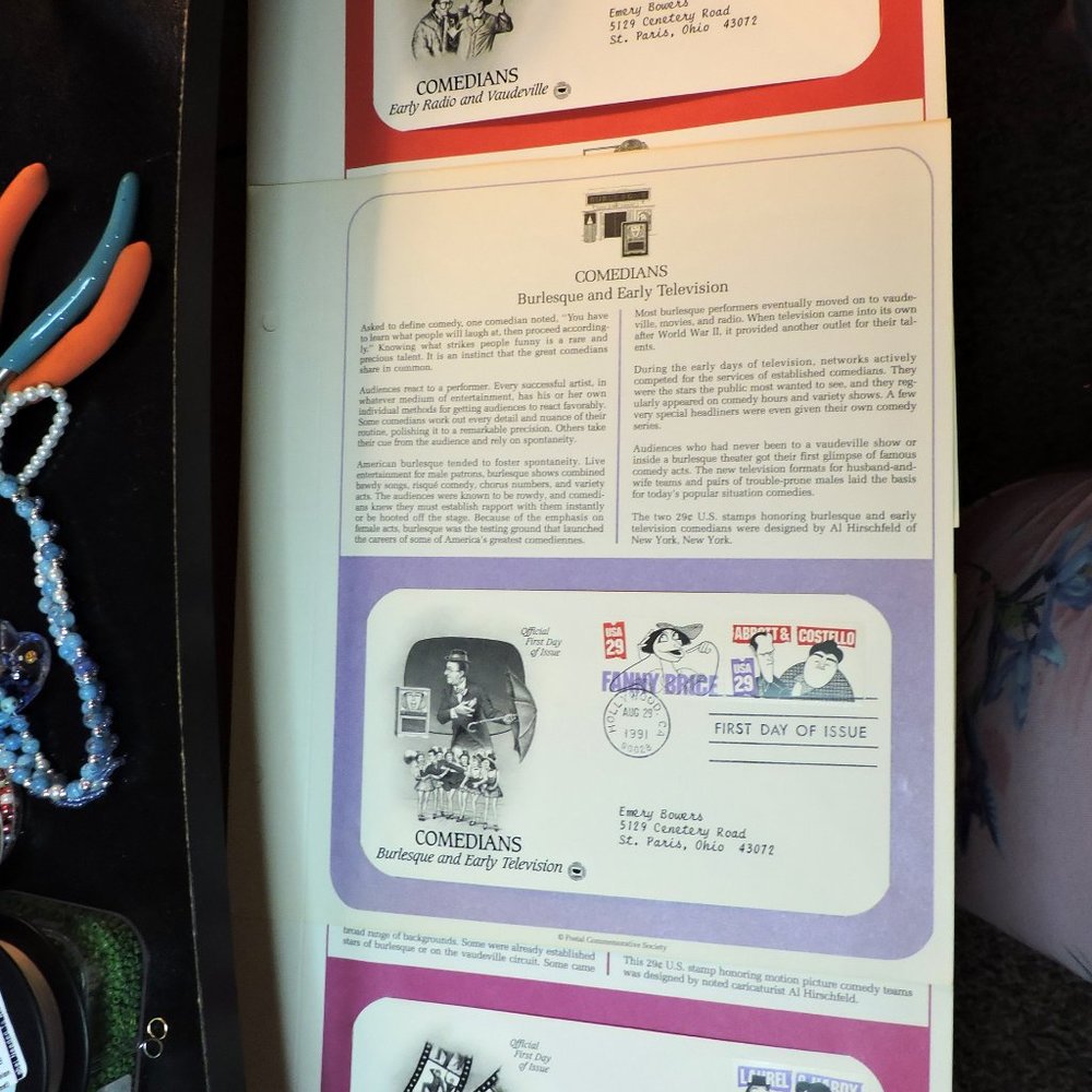 1st day of Issue, 29 cent stamps, FDC Stamps Comedians